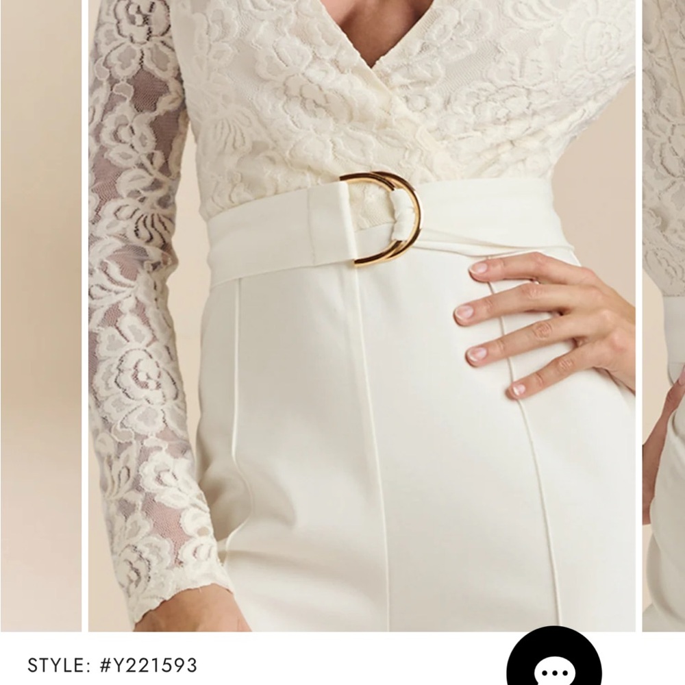 Lace V-Neck Gold Belted Jumpsuit